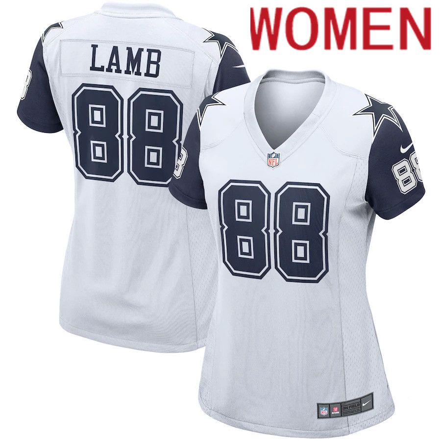 Women Dallas Cowboys #88 CeeDee Lamb Nike White Game NFL Jersey->women nfl jersey->Women Jersey